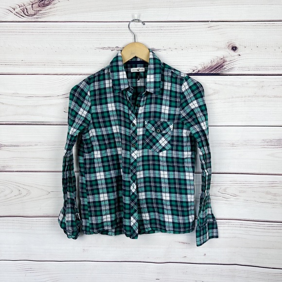 Check & Stripe Green Plaid Flannel Button Down Sz Small - Picture 2 of 5